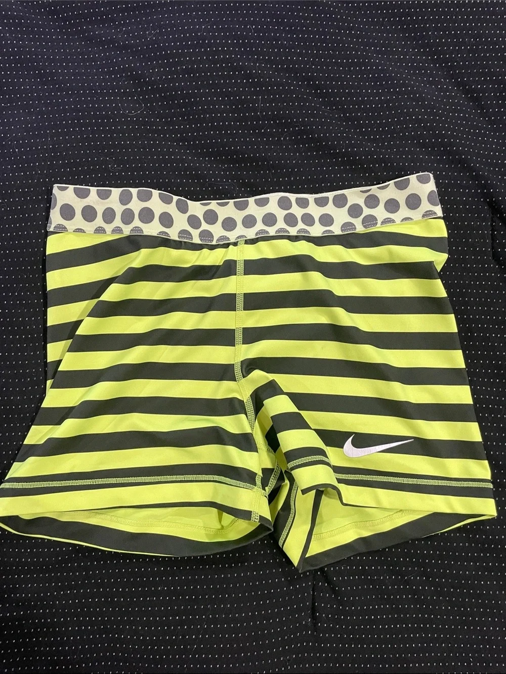 Nike Women’s Neon Yellow & Black Striped shorts